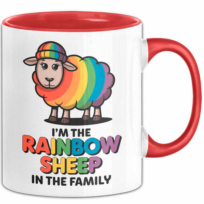 LGBTQ Schaf Tasse Geschenk Lustige Geschenkidee Spruch Rainbow Sheep In The Family Rot Trendation