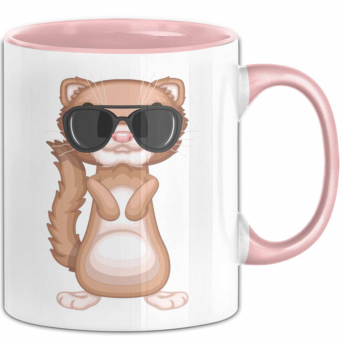 Frettchen Tasse Geschenk Sonnenbrille Grafik Lustige Geschenkidee Rosa Trendation