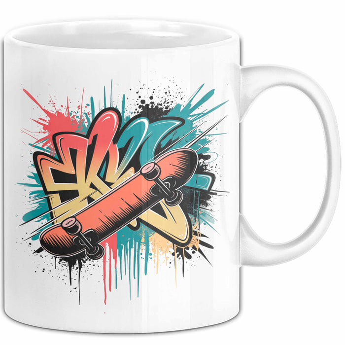 Skater Tasse Geschenkidee Skateboard Fan Lustiger Spruch Geschenkidee Lustig Weiß Trendation