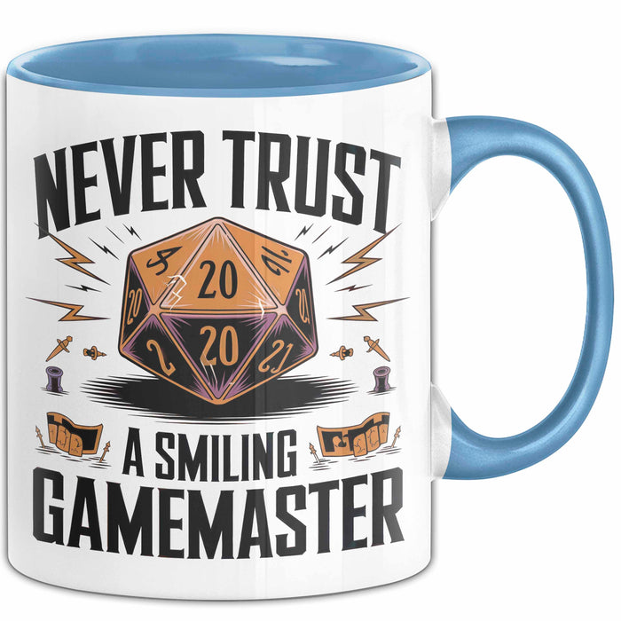 Gamer Tasse Geschenkidee Lachender Spielleiter Videospiel Blau Trendation