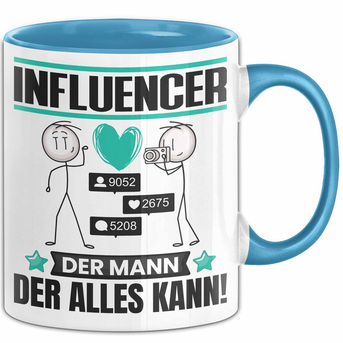 Influencer Tasse Geschenk für Influencer Der Mann Der Alles Kann Geschenkidee zum Geburtstag Blau Trendation