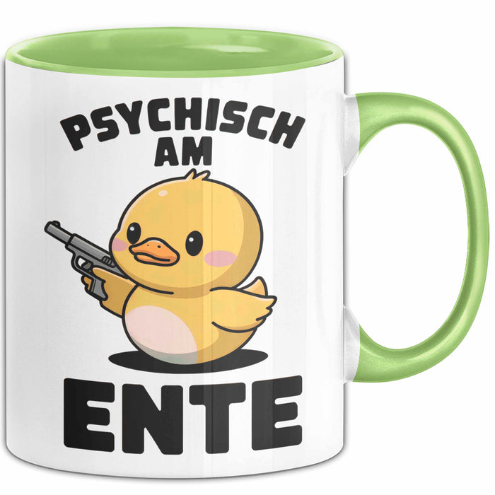 Quietscheente Tier Tasse Geschenk Lustige Geschenkidee Spruch Psychisch Am Ente Grün Trendation