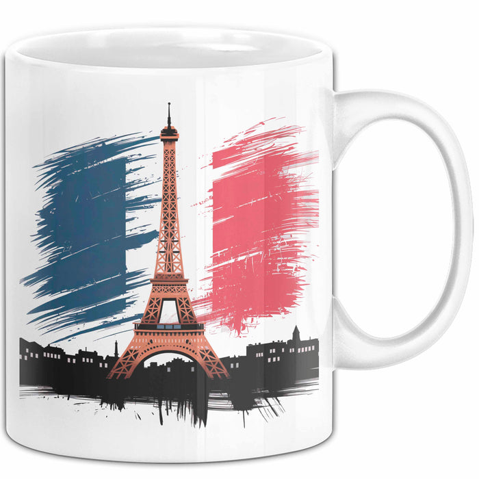 Frankreich Flagge Paris Eiffelturm Tasse Geschenk Lustige Geschenkidee Spruch Weiß Trendation