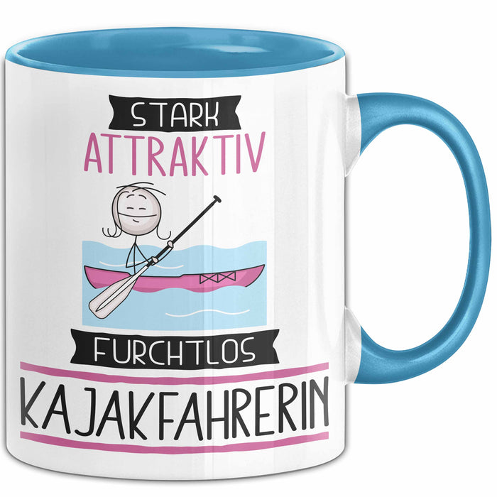 Kajakfahrerin Tasse Geschenk Becher Stark Attraktiv Furchtlos Kajakfahrerin Lustige Geschenkidee Blau Trendation