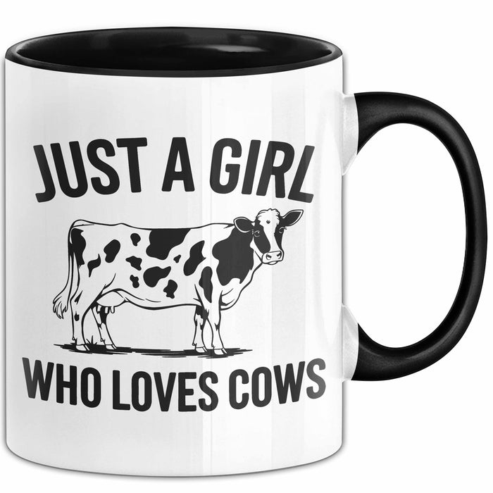 Kuh Tasse Geschenk Just A Girl Who Loves Cows Geschenkidee Tier Schwarz Trendation
