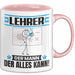 Lehrer Tasse Geschenk für Lehrer Der Mann Der Alles Kann Geschenkidee zum Geburtstag Rosa Trendation
