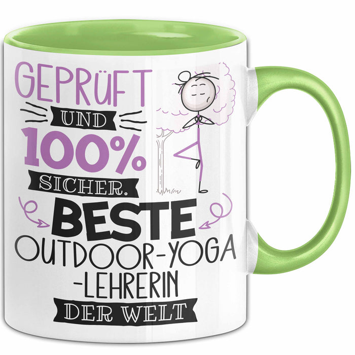 Beste Outdoor-Yoga-Lehrerin Der Welt Tasse Geschenk für Eine Outdoor-Yoga-Lehrerin Geprüft Und Sicher Geschenkidee Geburtstag Weihnachten Grün Trendation