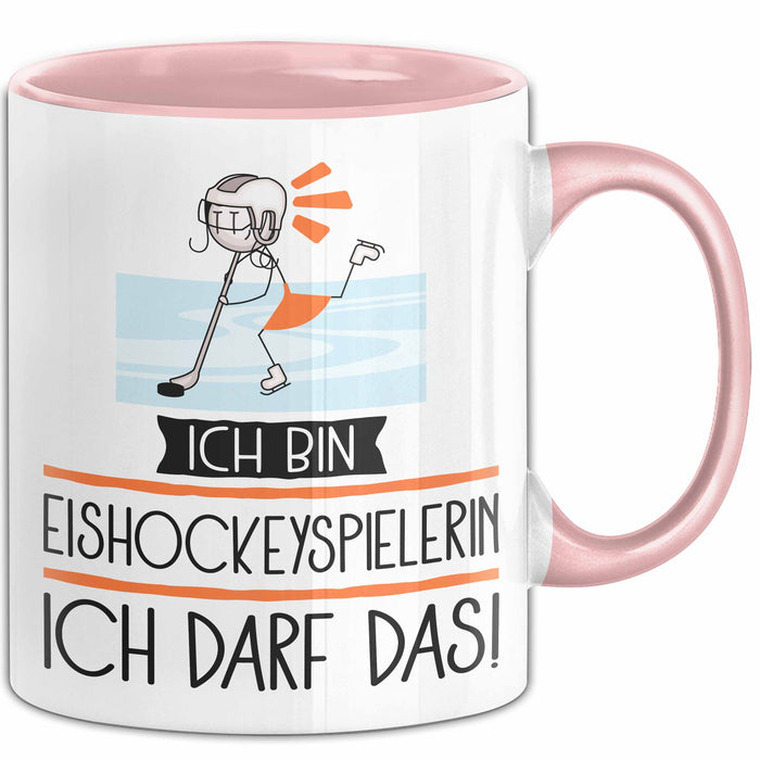Geschenk für Eishockeyspielerin Tasse Lustige Geschenkidee Geburtstag Ich Bin Eishockeyspielerin Ich Darf Das Rosa Trendation