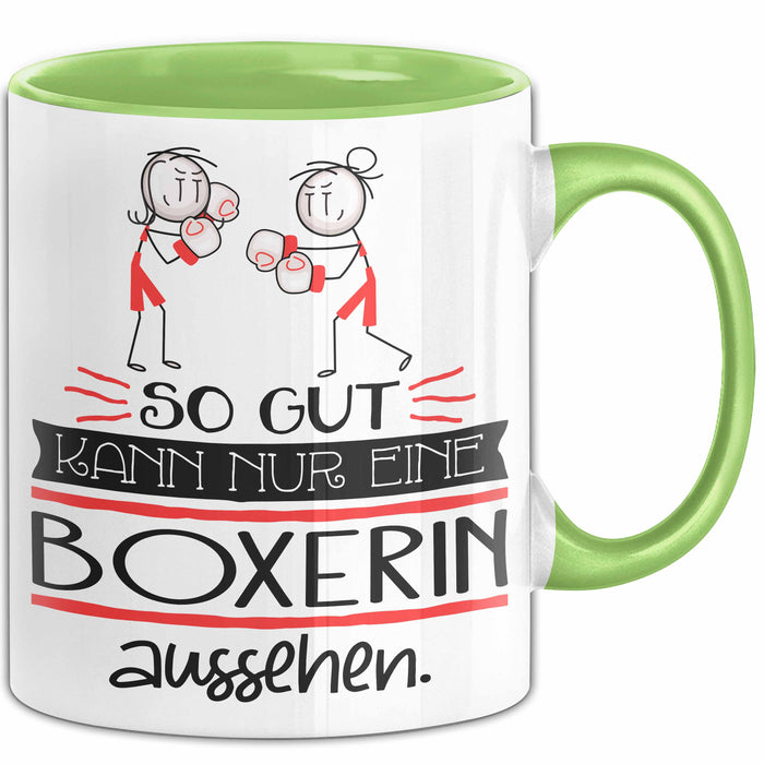 Boxerin Geschenk Tasse So Gut Kann Nur Eine Boxerin Aussehen Geschenkidee Geburtstag Weihnachten Lustig Grün Trendation