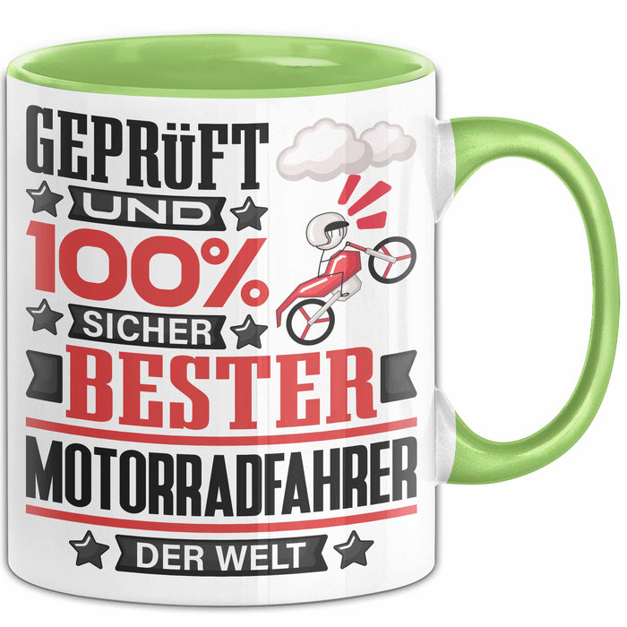 Motorradfahrer Geschenk Lustiger Spruch für Motorradfahrer Geschenkidee Bester Motorradfahrer Der Welt Grün Trendation