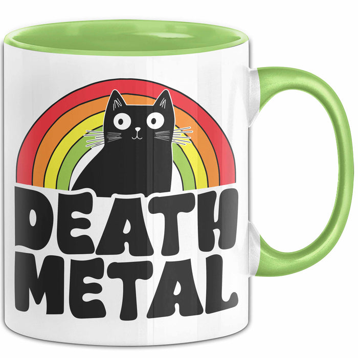Death Metal Tasse Geschenk Katze Becher Geschenkidee Humor Katzen-Liebhaber Grün Trendation