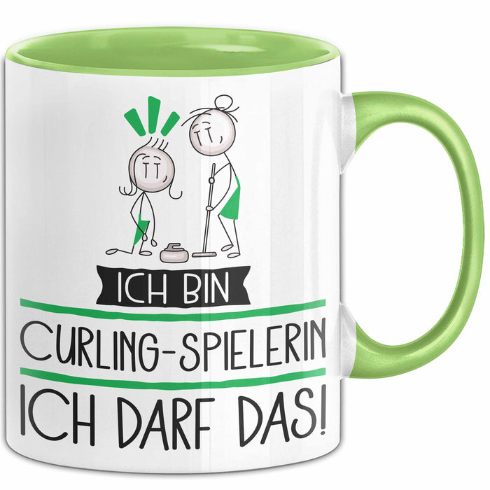 Geschenk für Curling-Spielerin Tasse Lustige Geschenkidee Geburtstag Ich Bin Curling-Spielerin Ich Darf Das Grün Trendation
