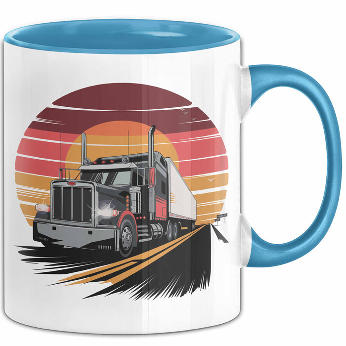 Lkw Fahrer Tasse Geschenkidee für Trucker Lustiger Spruch Blau Trendation