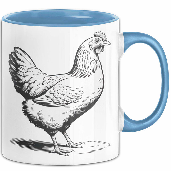 Huhn Tier Bauer Tasse Becher Geschenk Lustige Geschenkidee Spruch Blau Trendation