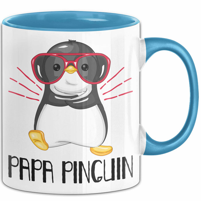 Papa Pinguin Tasse Geschenk Pinguin Liebhaber Vatertag Blau Trendation