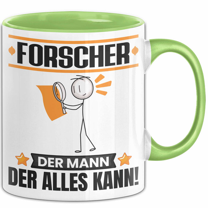 Forscher Tasse Geschenk für Forscher Der Mann Der Alles Kann Geschenkidee zum Geburtstag Grün Trendation