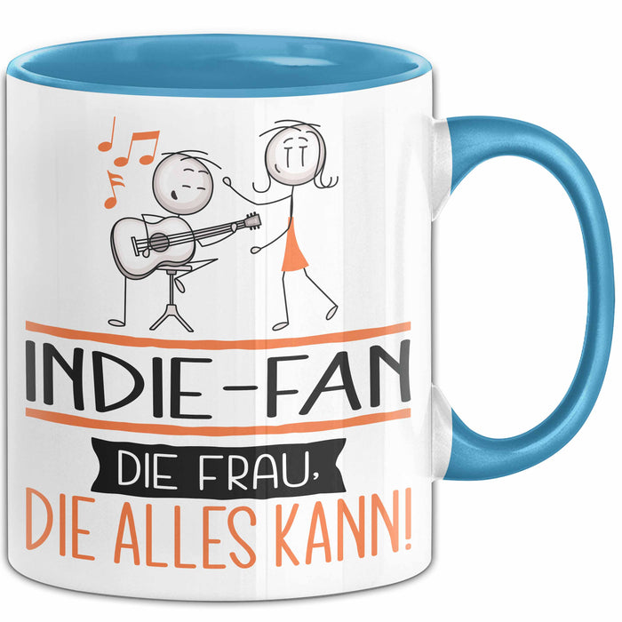 Indie-Fan Geschenk Tasse Becher Die Frau Die Allen Kann Geschenkidee für eine Indie-Fan Lustig Blau Trendation