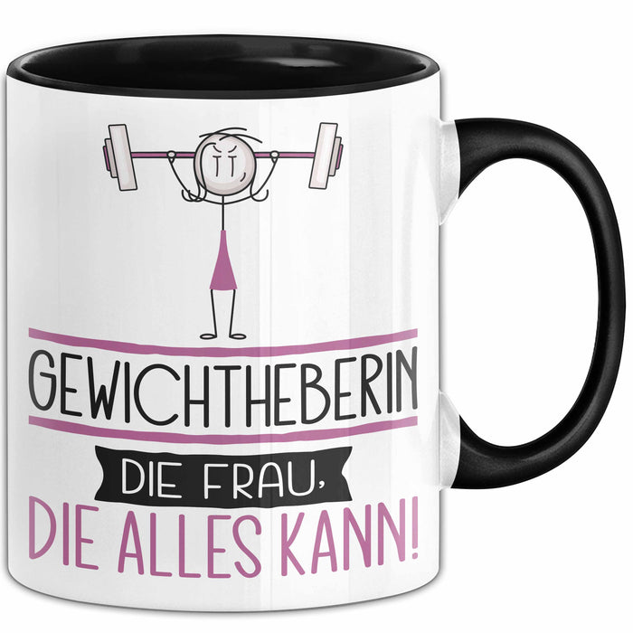 Gewichtheberin Geschenk Tasse Becher Die Frau Die Allen Kann Geschenkidee für eine Gewichtheberin Lustig Schwarz Trendation