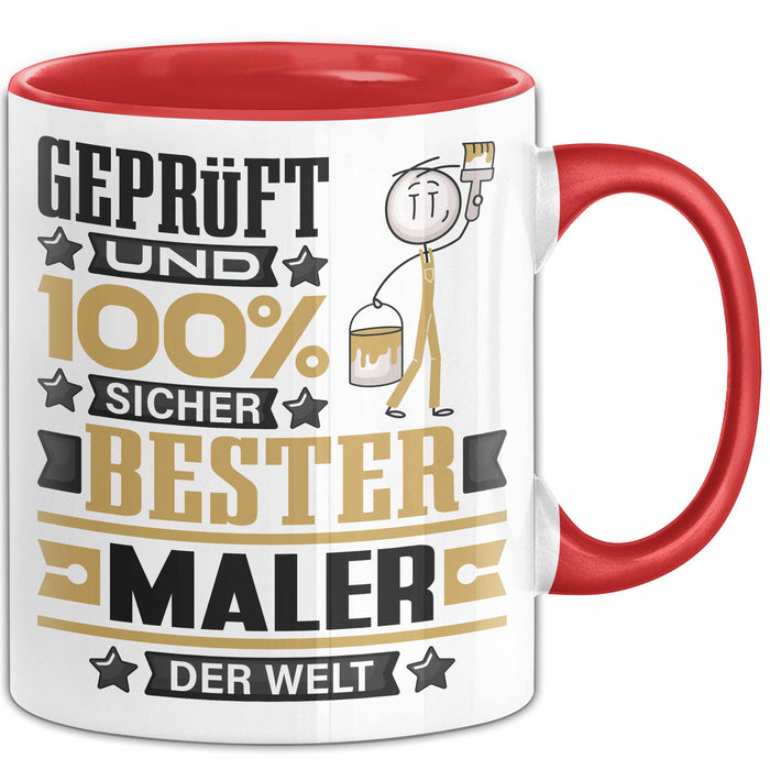 Maler Geschenk Lustiger Spruch für Maler Geschenkidee Bester Maler Der Welt Rot Trendation