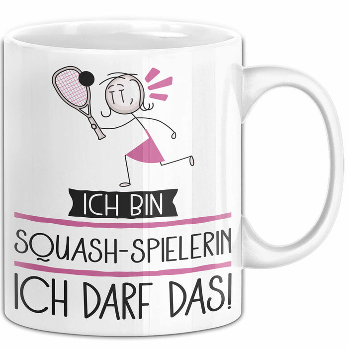 Geschenk für Squash-Spielerin Tasse Lustige Geschenkidee Geburtstag Ich Bin Squash-Spielerin Ich Darf Das Weiß Trendation