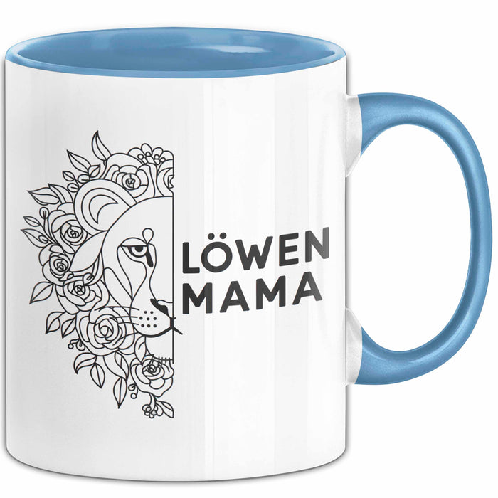 Mama Muttertag Tasse Becher Geschenk Lustige Geschenkidee Spruch Löwen Mama Blau Trendation