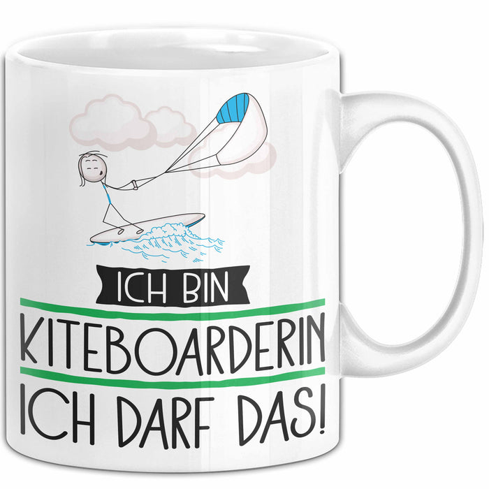 Geschenk für Kiteboarderin Tasse Lustige Geschenkidee Geburtstag Ich Bin Kiteboarderin Ich Darf Das Weiß Trendation