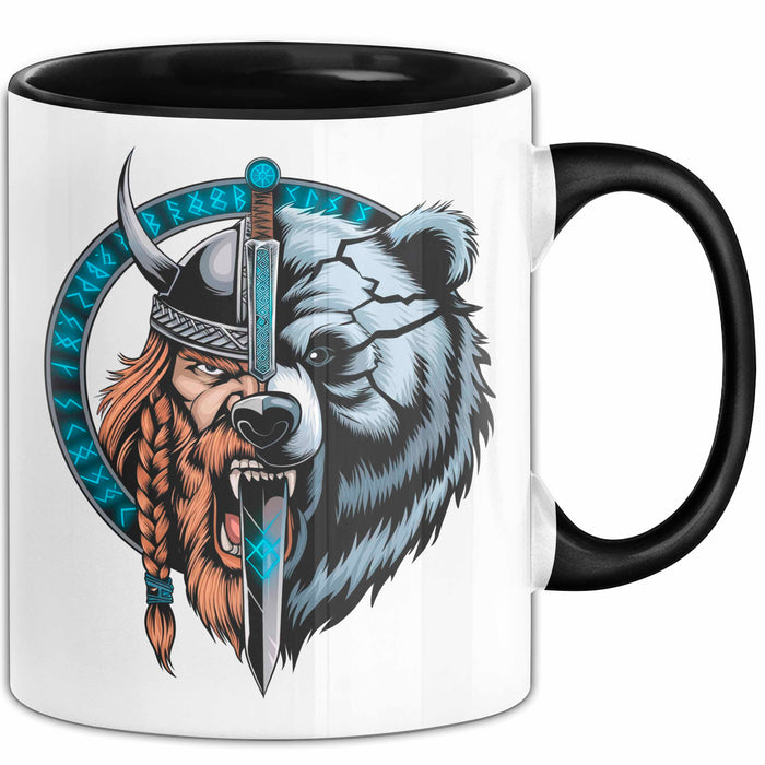 Nordischer Krieger Wikingerbär Tasse Geschenk Lustige Geschenkidee Spruch Schwarz Trendation