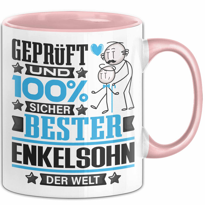 Enkelsohn Geschenk Lustiger Spruch für Enkelsohn Geschenkidee Bester Enkelsohn Der Welt Rosa Trendation