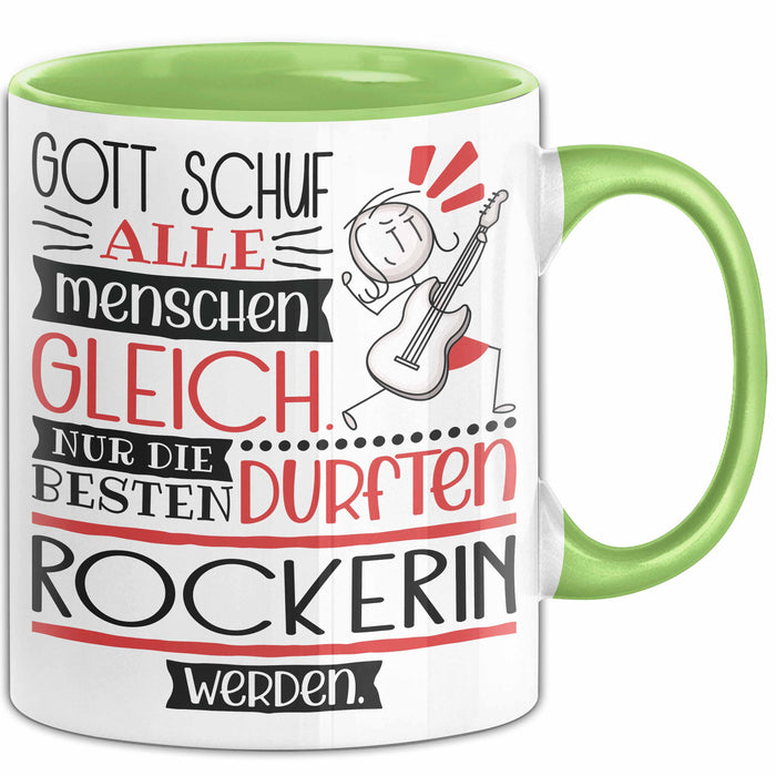 Rockerin Geschenk Becher Tasse Gott Schuf Alle Menschen Gleich Nur Die Besten Durfeten Rockerin Werden Geschenkidee Lustig Grün Trendation