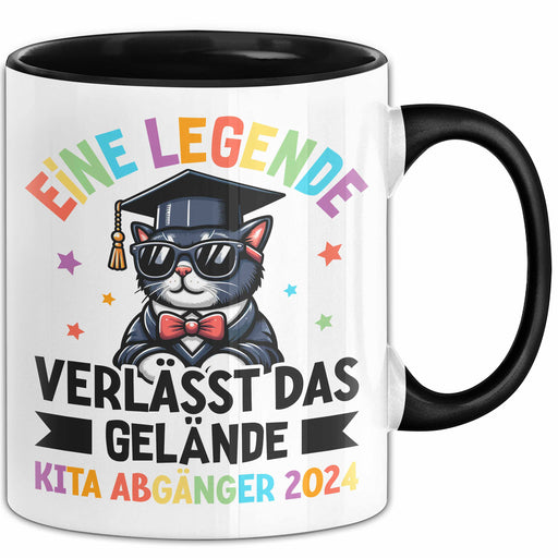 Einschulung Tasse Geschenk Kita Abgänger 2025 Eine Legende Geht Vom Gelände 1. Schultag Schwarz Trendation