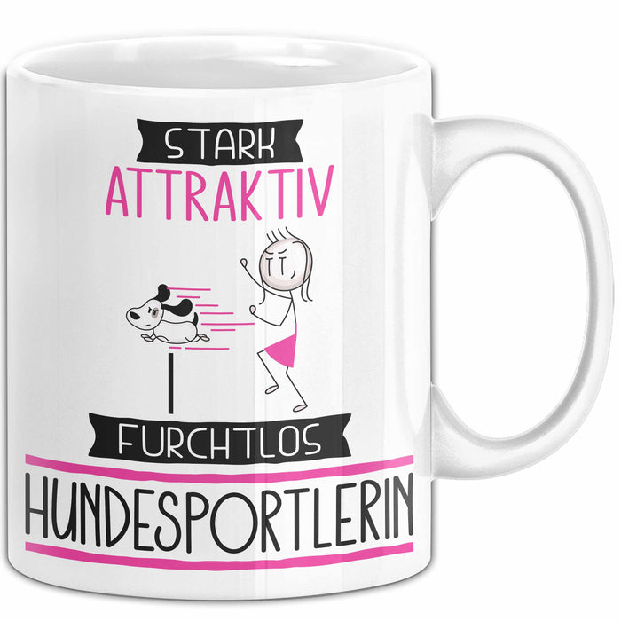 Hundesportlerin Tasse Geschenk Becher Stark Attraktiv Furchtlos Hundesportlerin Lustige Geschenkidee Weiß Trendation