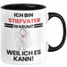 Stiefvater Geschenk Tasse Lustiger Spruch Ich Bin Stiefvater Warum Weil Ich Es Kann Geschenkidee Bester Stiefvater Geburtstag Kaffee-Becher Trendation
