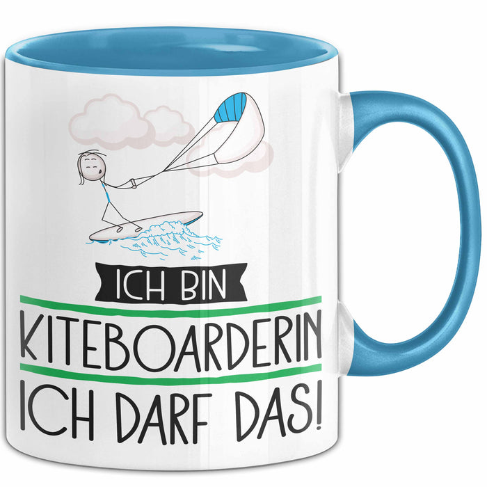 Geschenk für Kiteboarderin Tasse Lustige Geschenkidee Geburtstag Ich Bin Kiteboarderin Ich Darf Das Blau Trendation