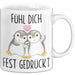 Mut Witzige Tasse Geschenk Zwei Pinguine Herz Süßes Design Mutig Weiß Trendation