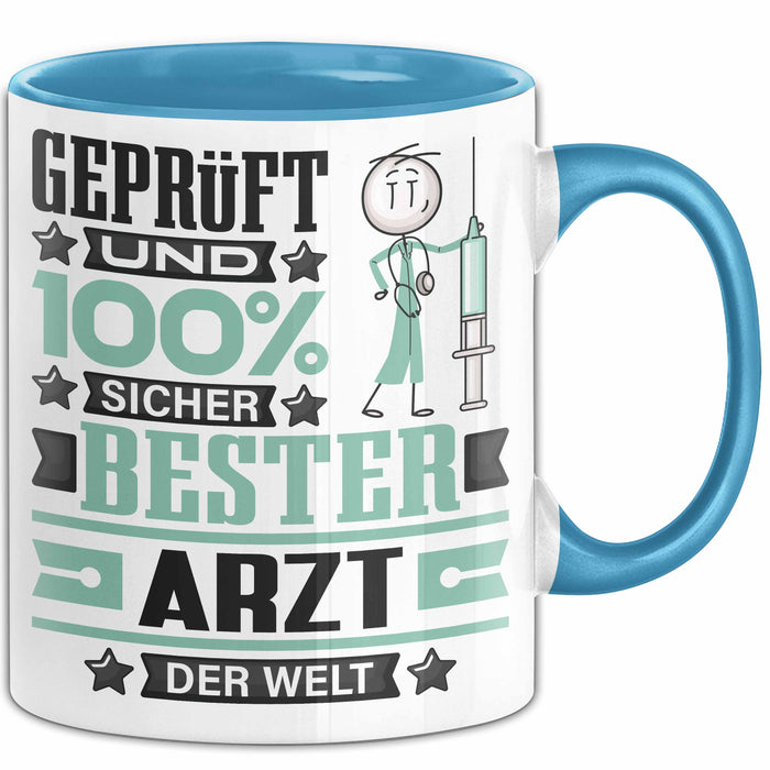 Arzt Geschenk Lustiger Spruch für Arzt Geschenkidee Bester Arzt Der Welt Blau Trendation