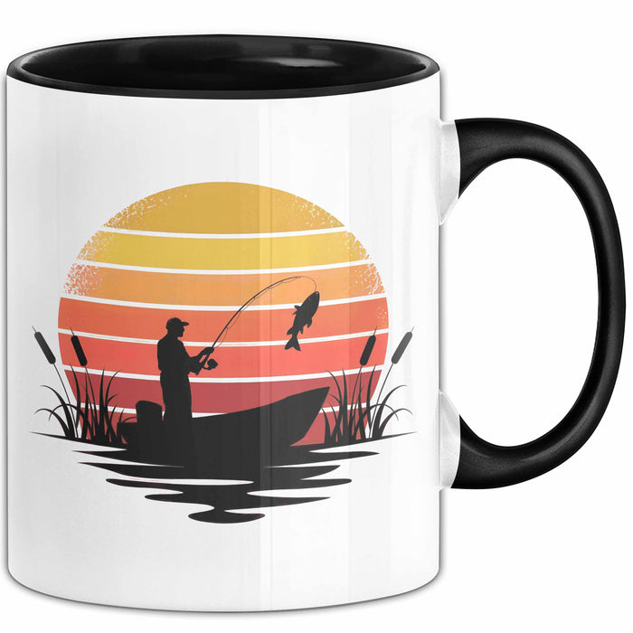Angelliebhaber Fischer Retro Tasse Geschenk Lustige Geschenkidee Spruch Schwarz Trendation