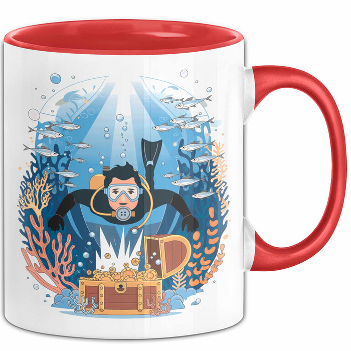 Taucher Tasse Geschenk Lustige Geschenkidee Spruch Für Ozean Abenteurer Rot Trendation