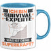 Survival-Experte Tasse Geschenk für Survival-Experte Geburtstag Lustiger Spruch Kaffee-Becher Was Ist Deine Superkraft Blau Trendation