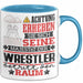 Wrestler Geschenk Tasse Lustiger Spruch Erheben Sie Sich Der Wrestler Betritt den Raum Blau Trendation
