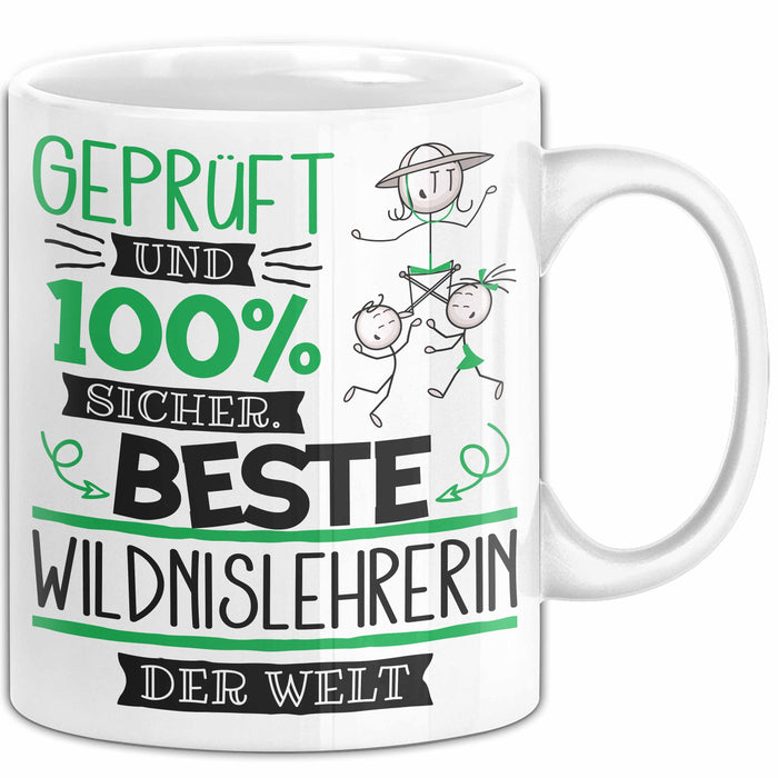 Beste Wildnislehrerin Der Welt Tasse Geschenk für Eine Wildnislehrerin Geprüft Und Sicher Geschenkidee Geburtstag Weihnachten Weiß Trendation