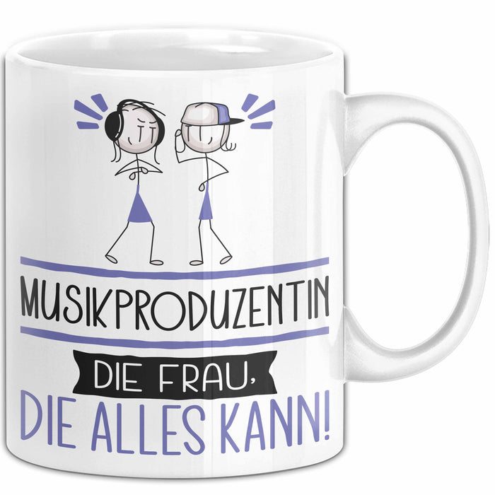 Musikproduzentin Geschenk Tasse Becher Die Frau Die Allen Kann Geschenkidee für eine Musikproduzentin Lustig Weiß Trendation
