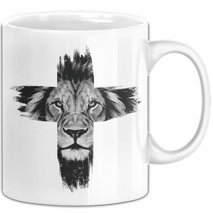 Christen Tasse Geschenk Christlich Glauben Kirche Geschenkidee Für Jesus-Fans Kreuz Löwe Weiß Trendation