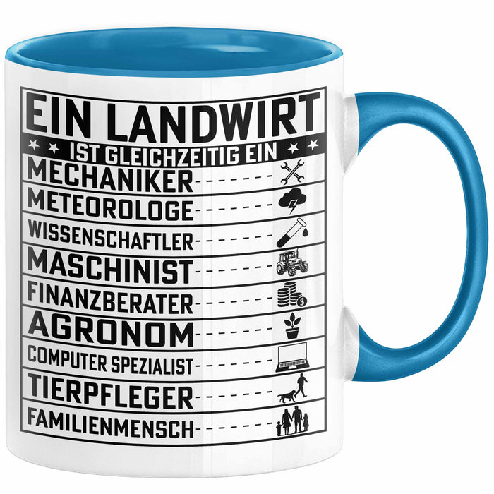 Landwirt Geschenk Tasse Lustiger Spruch Geschenkidee Ein Landwirt Ist Gleichzeitig Ein Blau Trendation
