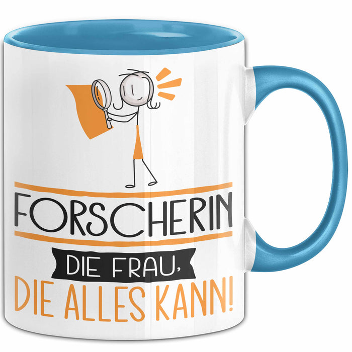 Forscherin Geschenk Tasse Becher Die Frau Die Allen Kann Geschenkidee für eine Forscherin Lustig Blau Trendation