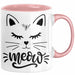 Katzen-Besitzerin Tasse Geschenk Meow Katze Geschenkidee Miau Katzen Mama Kaffee-Becher Rosa Trendation