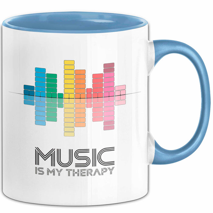 DJ Musik Equalizer EDM Party Tasse Geschenk Lustige Geschenkidee Spruch Musik Ist Meine Therapie Blau Trendation