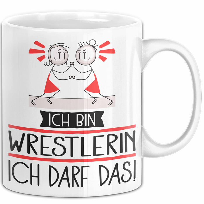 Geschenk für Wrestlerin Tasse Lustige Geschenkidee Geburtstag Ich Bin Wrestlerin Ich Darf Das Weiß Trendation