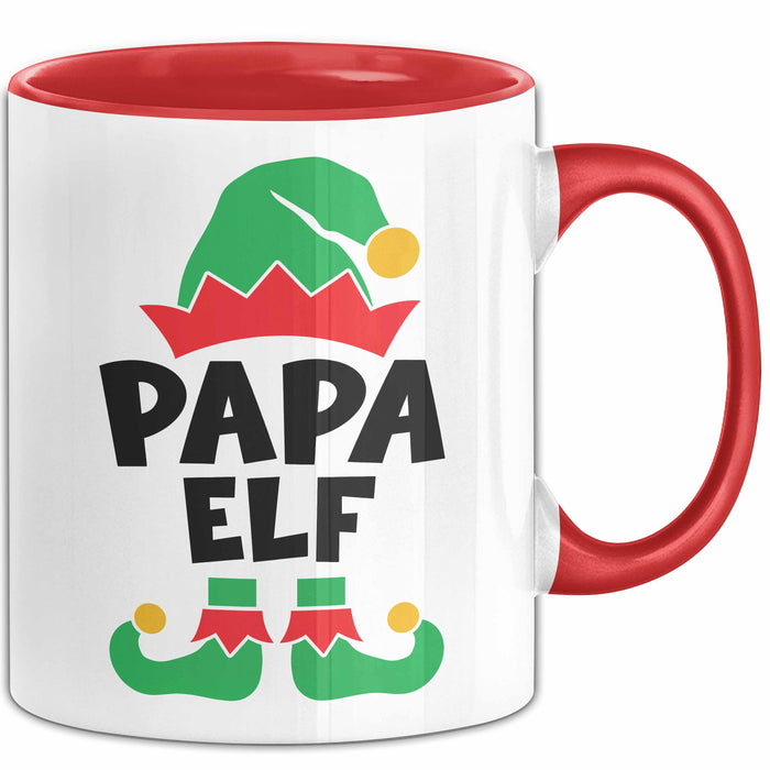 Papa Elf Tasse Geschenk Weihnachten Papa Geschenkidee Papaelfe Rot Trendation