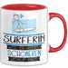 Surferin Weil Es Keinen Schöneren Beruf Gibt Tasse Geschenk für Eine Surferin Lustig Rot Trendation