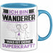 Wanderer Tasse Geschenk für Wanderer Geburtstag Lustiger Spruch Kaffee-Becher Was Ist Deine Superkraft Blau Trendation
